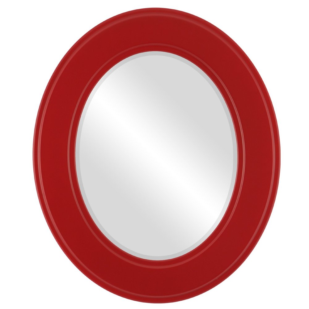 OVALCREST Oval Beveled Wall Mirror for Home Decor - Montreal Style - Holiday Red - 17x21 Outside Dimensions