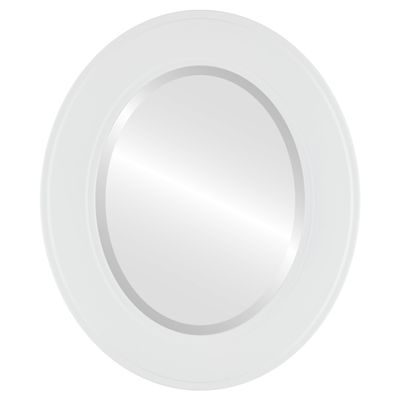OVALCREST Oval Beveled Wall Mirror for Home Decor - Montreal Style - Linen White - 17x21 Outside Dimensions