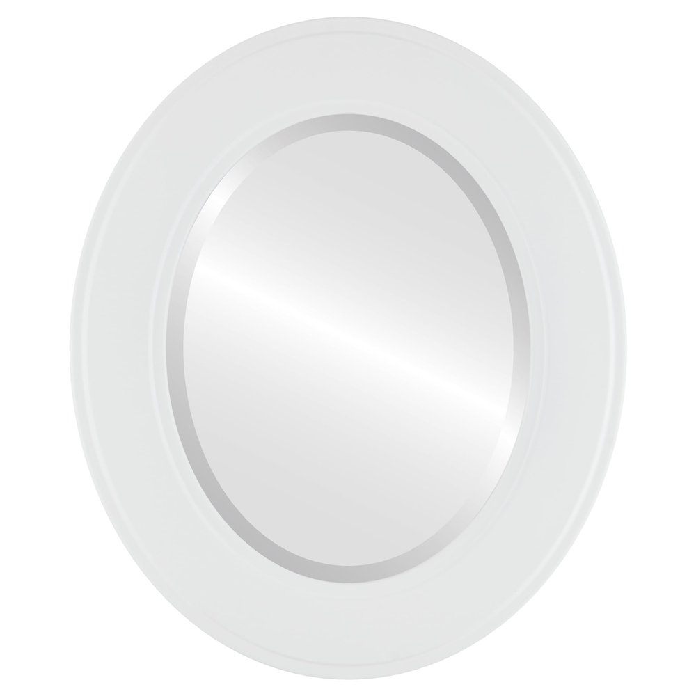 OVALCREST Oval Beveled Wall Mirror for Home Decor - Montreal Style - Linen White - 17x21 Outside Dimensions