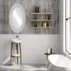 OVALCREST Oval Beveled Wall Mirror for Home Decor - Montreal Style - Linen White - 17x21 Outside Dimensions view 4
