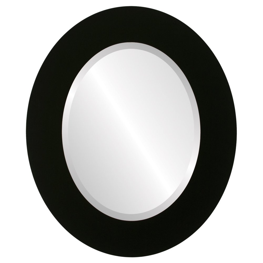 OVALCREST Oval Beveled Wall Mirror for Home Decor - Ashland Style - Matte Black - 23x29 Outside Dimensions