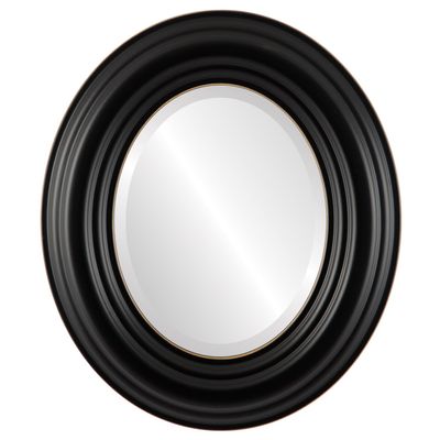 OVALCREST Oval Beveled Wall Mirror for Home Decor - Regalia Style - Rubbed Black - 37x47 Outside Dimensions