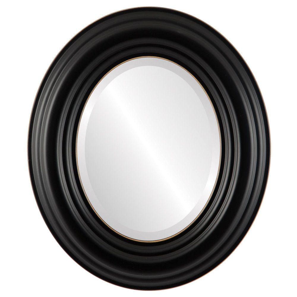 OVALCREST Oval Beveled Wall Mirror for Home Decor - Regalia Style - Rubbed Black - 37x47 Outside Dimensions
