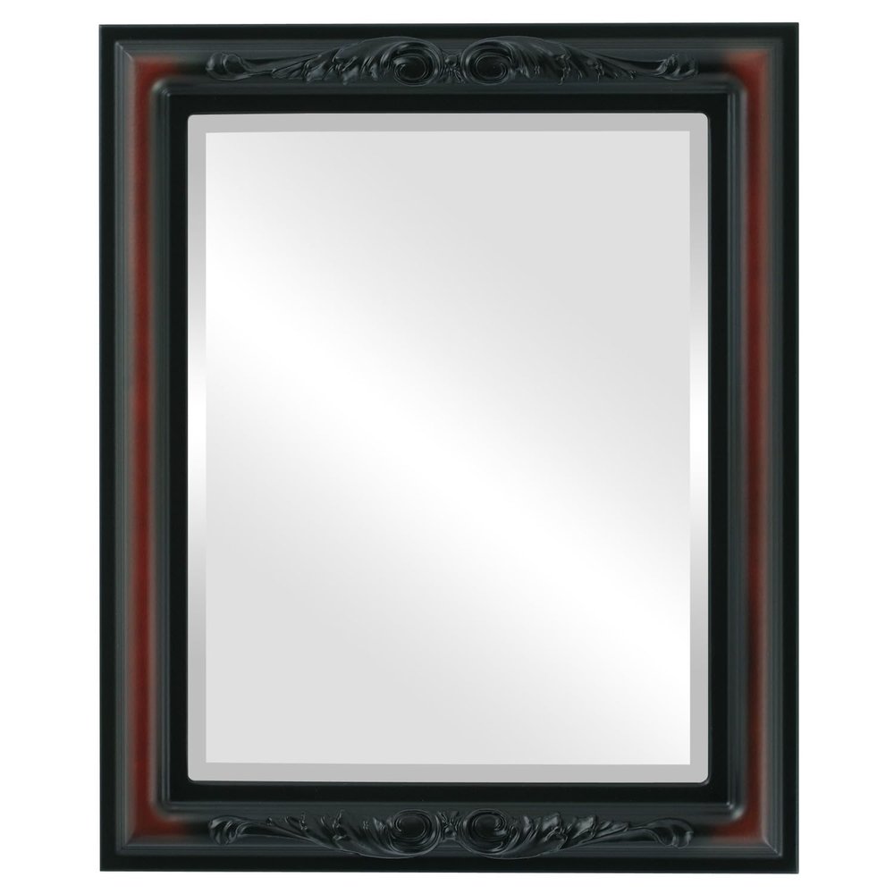 OVALCREST Rectangle Beveled Wall Mirror for Home Decor - Florence Style - Rosewood - 24x34 Outside Dimensions