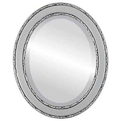 OVALCREST Oval Beveled Wall Mirror for Home Decor - Monticello Style - Silver Spray - 24x34 Outside Dimensions