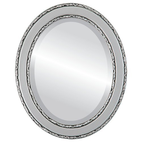 OVALCREST Oval Beveled Wall Mirror for Home Decor - Monticello Style - Silver Spray - 24x34 Outside Dimensions
