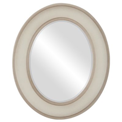 OVALCREST Oval Beveled Wall Mirror for Home Decor - Montreal Style - Taupe - 25x35 Outside Dimensions
