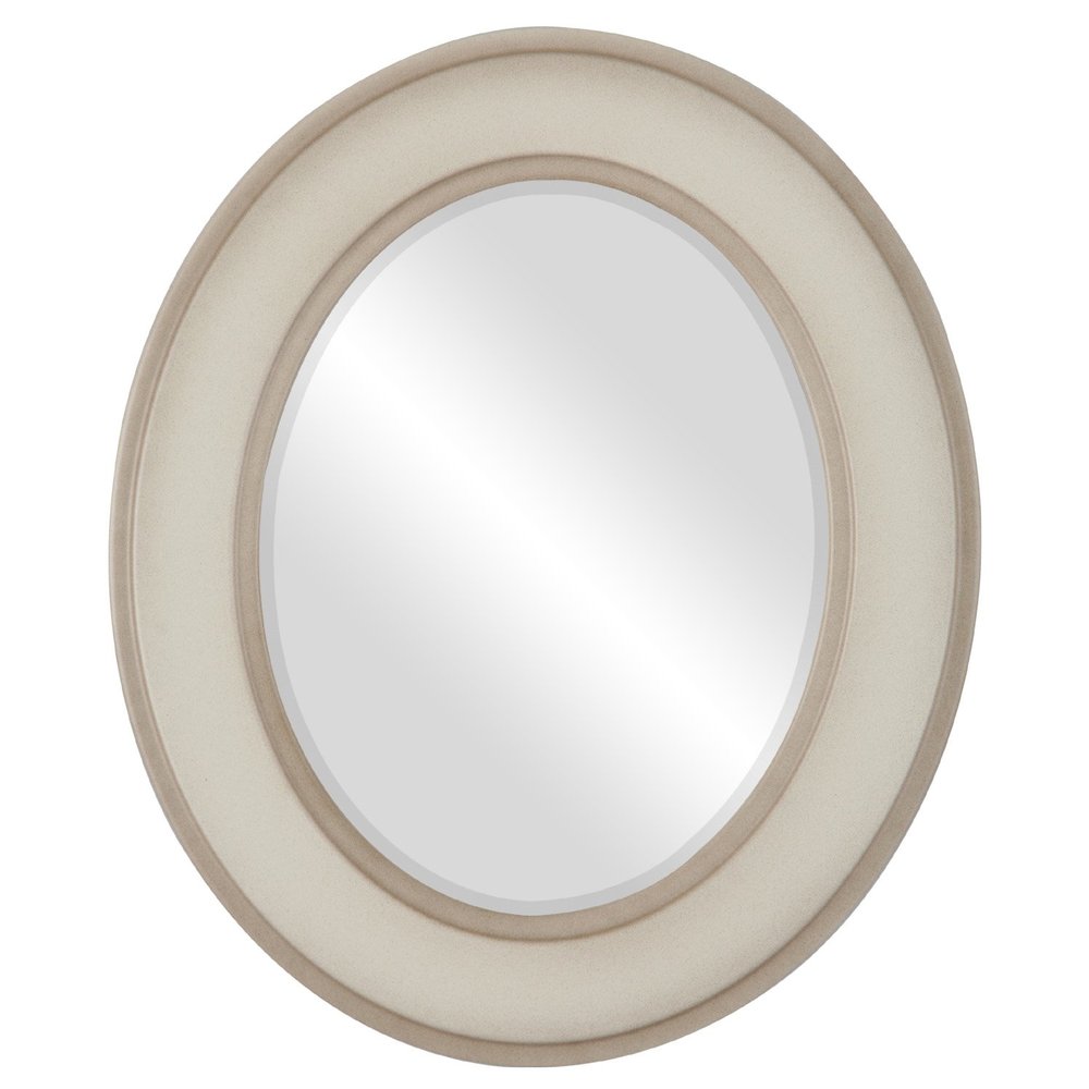 OVALCREST Oval Beveled Wall Mirror for Home Decor - Montreal Style - Taupe - 25x35 Outside Dimensions