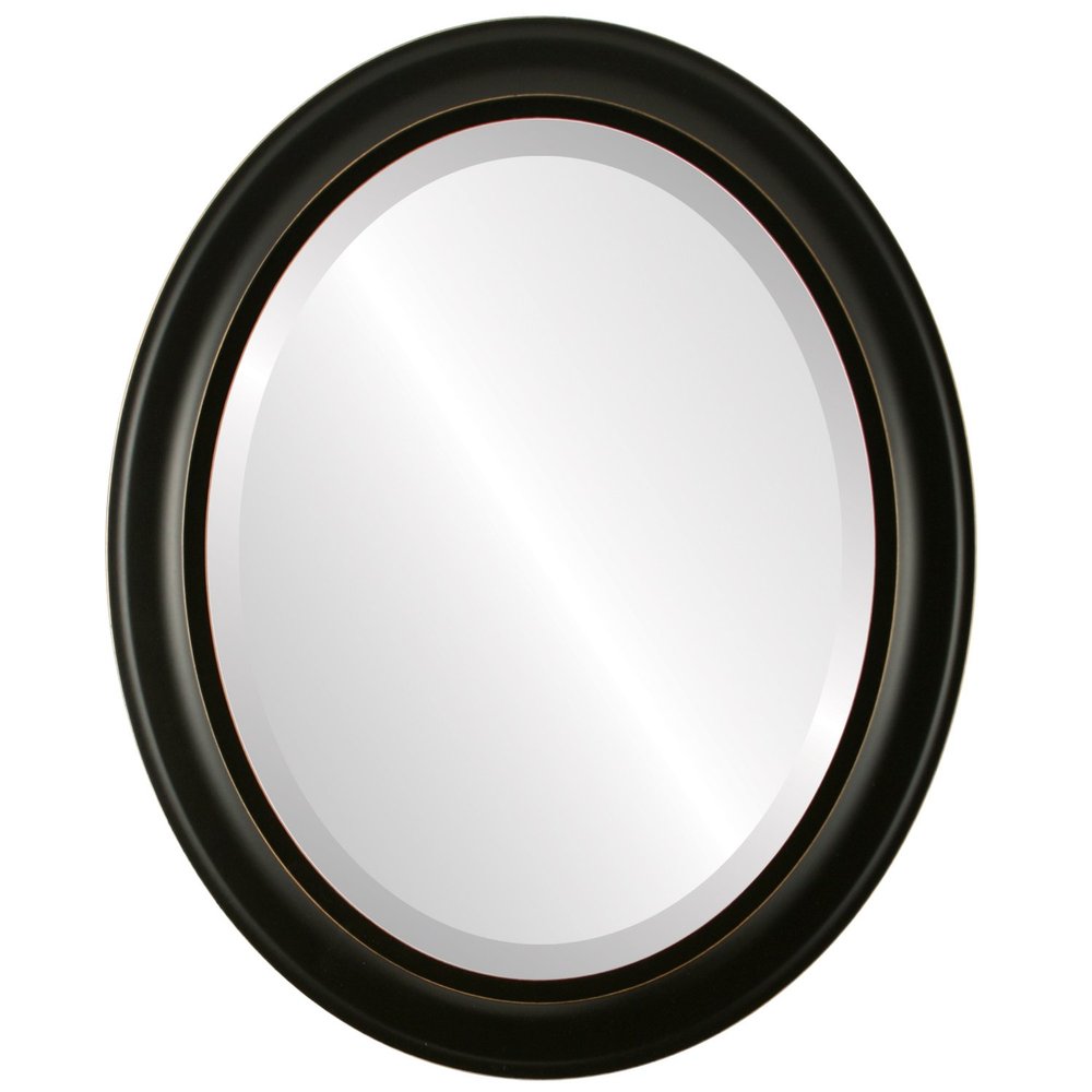 OVALCREST Oval Beveled Wall Mirror for Home Decor - Messina Style - Rubbed Black - 21x27 Outside Dimensions