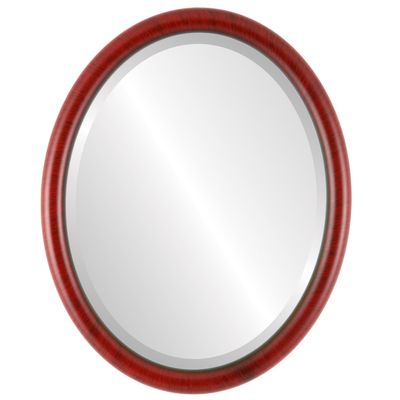 OVALCREST Oval Wooden Beveled Wall Mirror for Home Decor, Bathroom, Vanity, Bedroom, Living Room, Hallway - Vintage Cherry - 18x14 Outside Dimensions