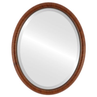 OVALCREST Oval Wooden Beveled Wall Mirror for Home Decor, Bathroom, Vanity, Bedroom, Living Room, Hallway - Vintage Walnut - 18x14 Outside Dimensions