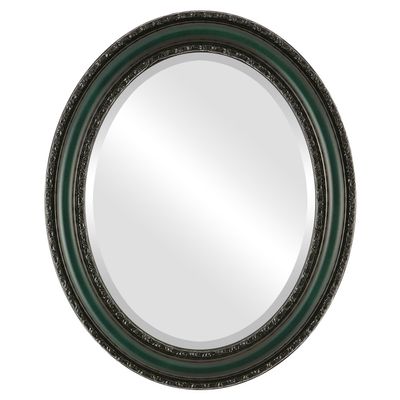 OVALCREST Oval Beveled Wall Mirror for Home Decor - Dorset Style - Hunter Green - 26x32 Outside Dimensions