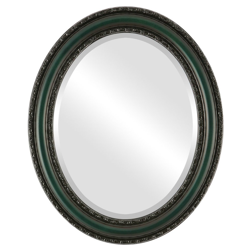 OVALCREST Oval Beveled Wall Mirror for Home Decor - Dorset Style - Hunter Green - 26x32 Outside Dimensions
