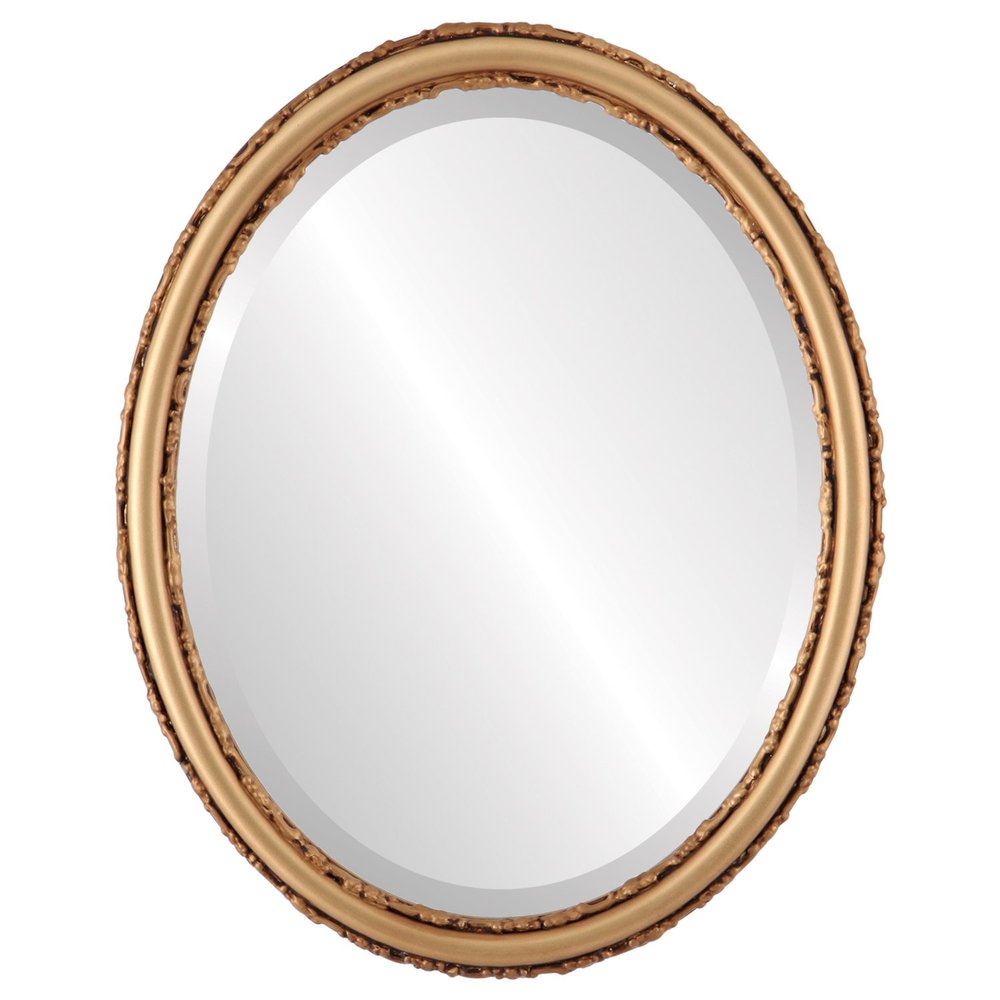 OVALCREST Oval Beveled Wall Mirror for Home Decor - Virginia Style - Gold Spray - 22x26 Outside Dimensions