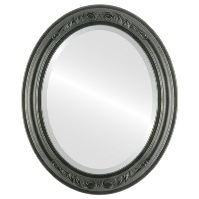 OVALCREST Oval Beveled Wall Mirror for Home Decor - Florence Style - Black Silver - 28" x 24"