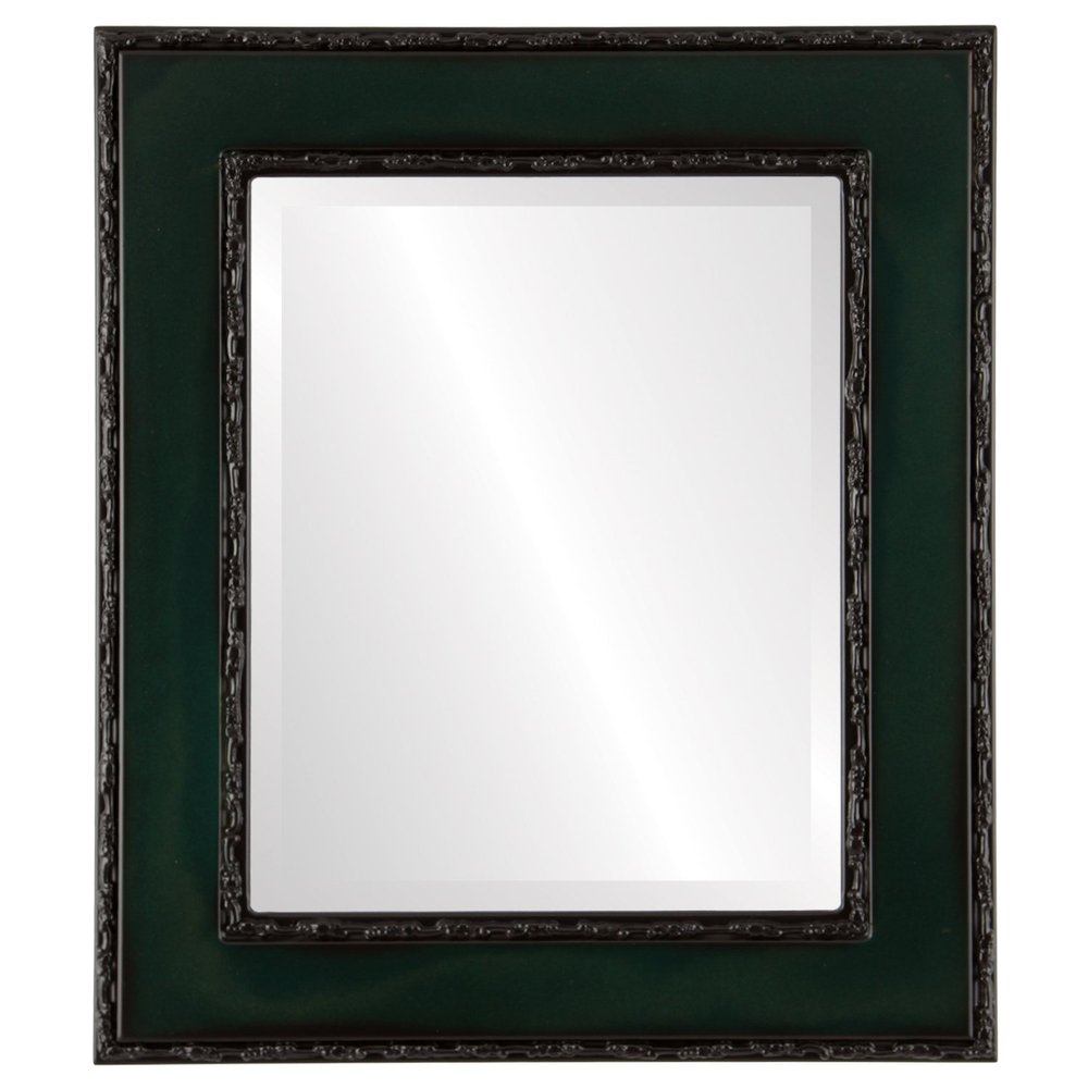 OVALCREST Rectangle Beveled Wall Mirror for Home Decor - Paris Style - Hunter Green - 29x41 Outside Dimensions