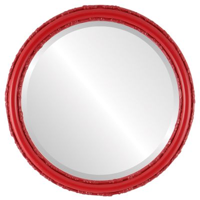 OVALCREST Round Beveled Wall Mirror for Home Decor - Virginia Style - Holiday Red - 26x26 Outside Dimensions