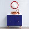 OVALCREST Round Beveled Wall Mirror for Home Decor - Virginia Style - Holiday Red - 26x26 Outside Dimensions view 3