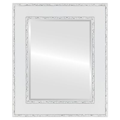 OVALCREST Rectangle Beveled Wall Mirror for Home Decor - Paris Style - Linen White - 29x41 Outside Dimensions