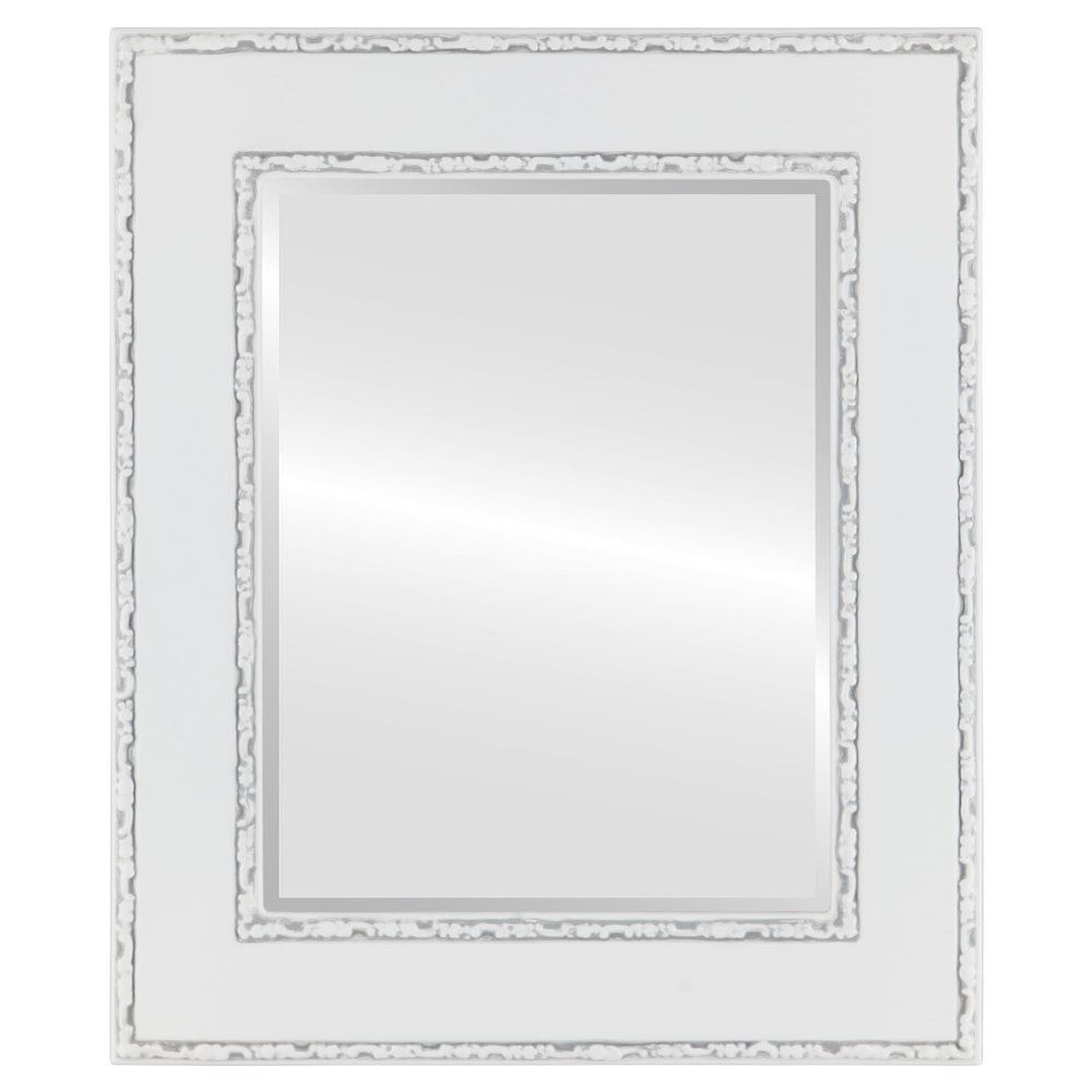 OVALCREST Rectangle Beveled Wall Mirror for Home Decor - Paris Style - Linen White - 29x41 Outside Dimensions