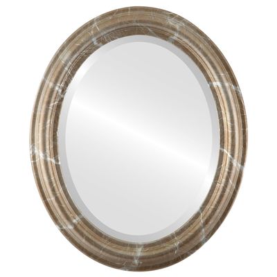 OVALCREST Oval Beveled Wall Mirror for Home Decor - Philadelphia Style - Champagne Silver - 24x34 Outside Dimensions