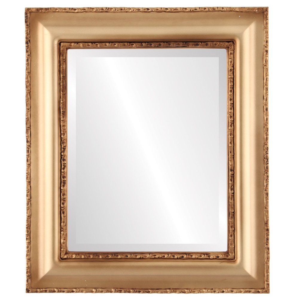 OVALCREST Rectangle Beveled Wall Mirror for Home Decor - Somerset Style - Desert Gold - 21x25 Outside Dimensions