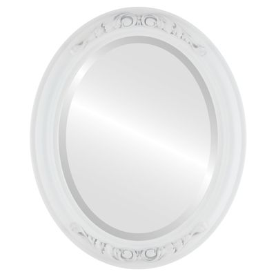 OVALCREST Oval Beveled Wall Mirror for Home Decor - Florence Style - Linen White - 44" x 34"