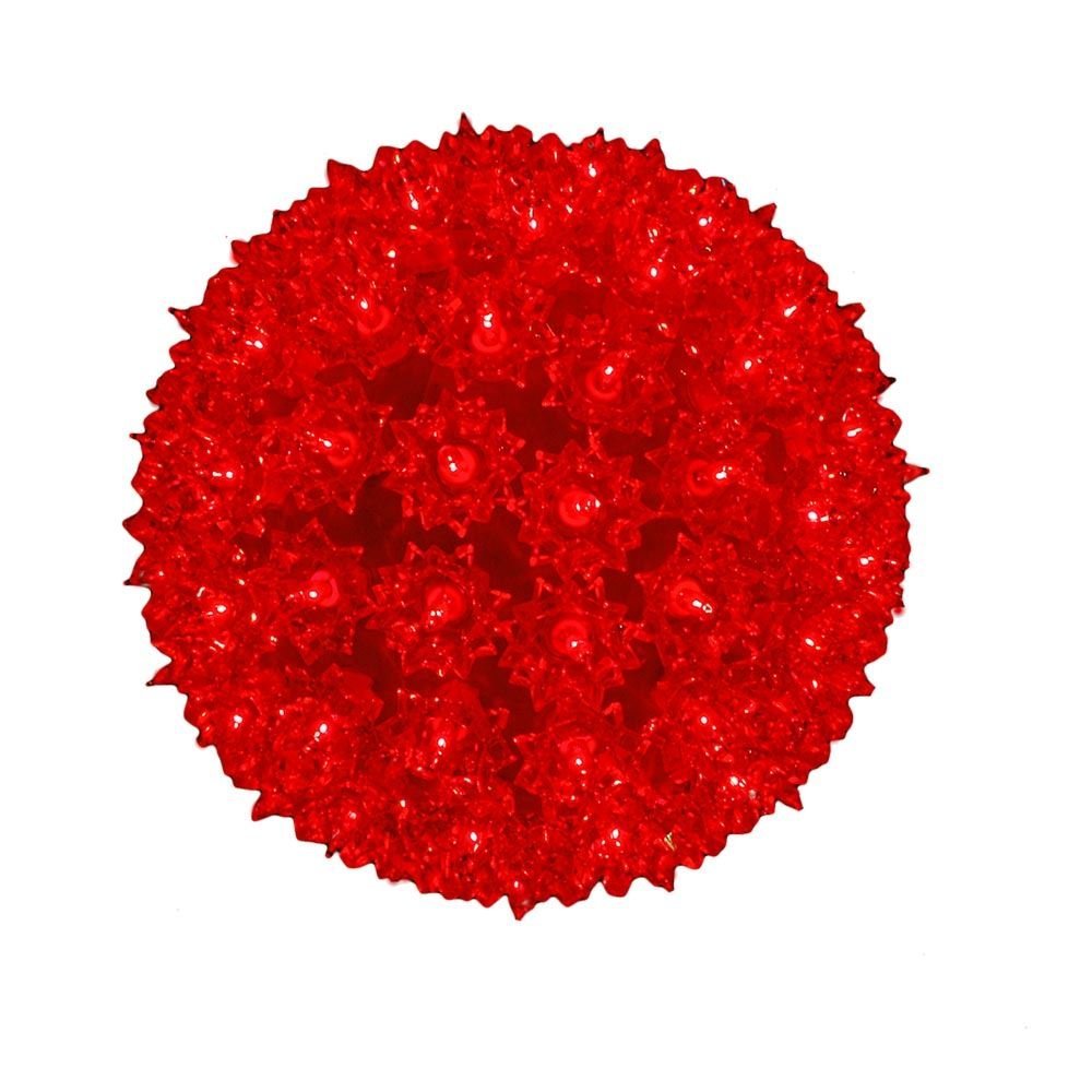 Novelty Lights 7.5in 100 Light Starlight Sphere, Red, Large Ornament Ball Light, 5ft Hanging Cord with S Hook, 12ft Power Cord with Stackable Plug, Commercial Grade