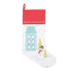 C&F Home 8.5" x 20" Aqua House & Snowman Printed Hanging Large Christmas Stocking Xmas Winter Holidays Home Living Room Fireplace Mantle Cotton Gift Stocking Stuffer Seasonal Decor Decoration White view 1