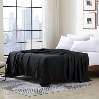 Cathay Home Hotel Luxury Wrinkle & Fade Resistant Double Brushed Ultra Soft Microfiber 1-Piece Single Flat Sheet - Eggplant, Twin (66" x 96")