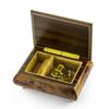 Contemporary Wood Tone Music Box with an Arabesque Wood Inlay Design - Many Songs to Choose - Let It Snow view 2