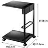 Yamazaki 7156 Side Table Wagon, Black, Approx. W 10.8 x D 12.6 x H 21.7 inches (27.5 x 32 x 55 cm), Tower with Casters, Magazine Rack, Small Storage view 3