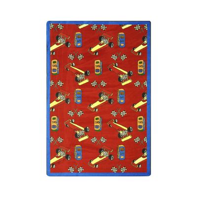 Joy Carpets Pit Stop 7'8" x 10'9" Area Rug in Color Red