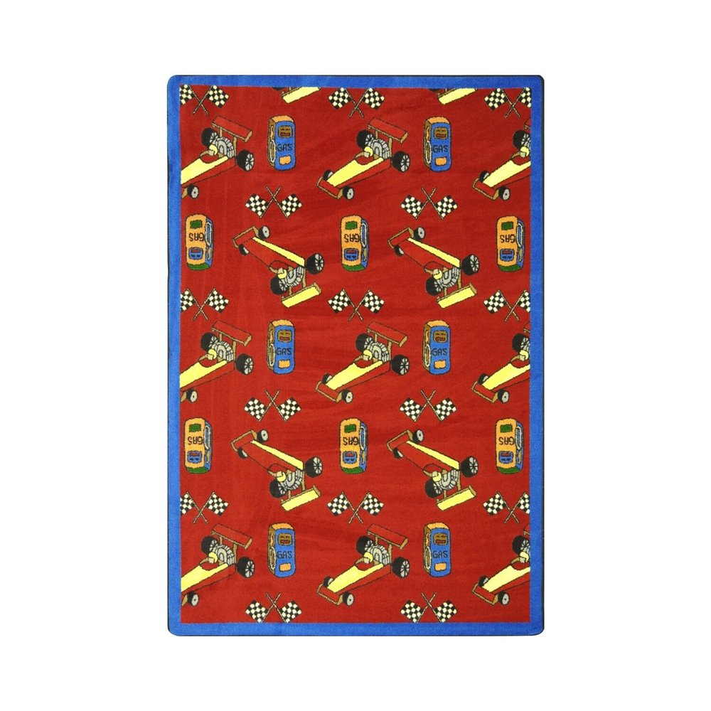 Joy Carpets Pit Stop 7'8" x 10'9" Area Rug in Color Red
