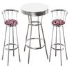 The Furniture Cove Chrome Bar Table & 2 Chrome 24" Pink Zebra Faux Fur Fabric Seat Barstools view 1