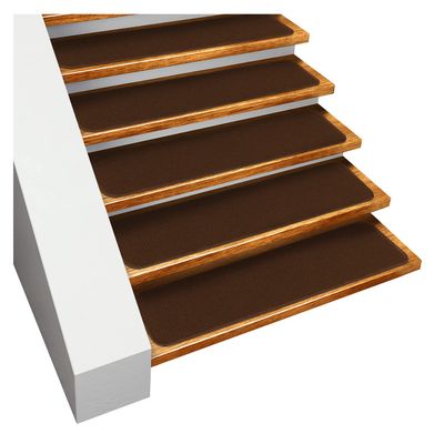 House, Home and More Set of 12 Skid-Resistant Carpet Stair Treads - Chocolate Brown - 8 Inches X 27 Inches