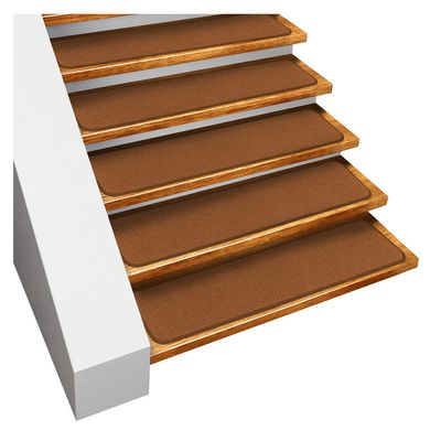 House, Home and More Set of 12 Skid-Resistant Carpet Stair Treads - Toffee Brown - 8 Inches X 27 Inches