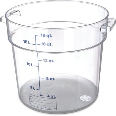 Carlisle FoodService Products Storplus Round Food Storage Container with Stackable Design for Catering, Buffets, Restaurants, Polycarbonate (Pc), 18 Quart, Clear, (Pack of 6)