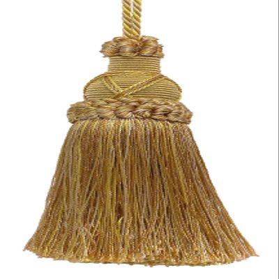 5 1/2" (14cm) Key Tassel, 4" (10cm) Loop with Criss Cross Design (Style# KTIC) Rustic Gold Multicolor #4975 (Light Gold, Beige Gold, Yellow Gold) Sold Individually