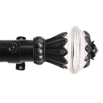 A&F Rod Decor - Frond Curtain Rod Set 165-215 inch, 1.5" OD - Black