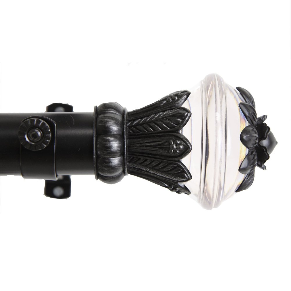 A&F Rod Decor - Frond Curtain Rod Set 165-215 inch, 1.5" OD - Black