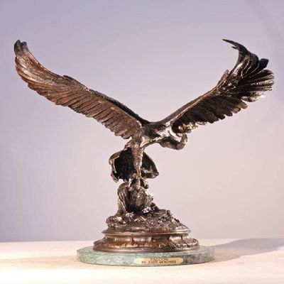 Artistic Solutions Falcon, Lost Wax Bronze Statue Sculpture by Jules Moigniez 26" H