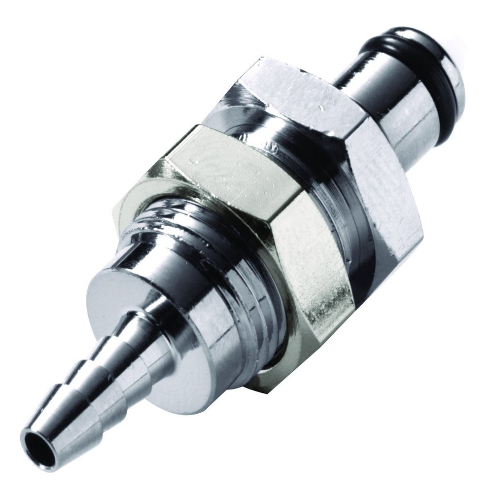 Colder Products Company MCD4202 Chrome Plated Brass Tube Fitting, Insert, Shutoff, Panel Mount, 1/8" Insert x 1/8" Barb