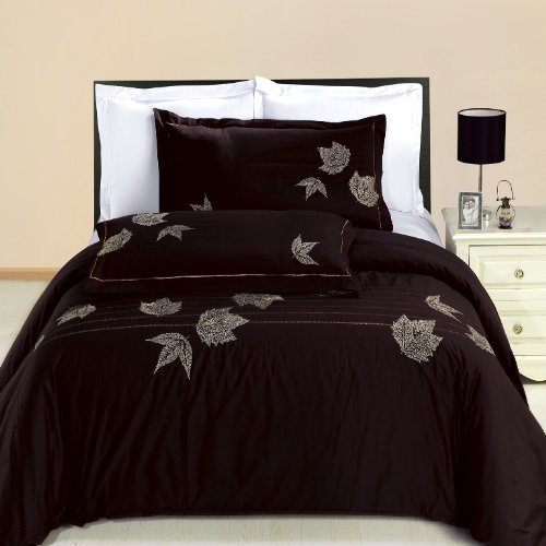 Royal Bedding Newbury Embroidered 3 Piece Full/Queen Duvet Cover Set 100% Cotton 300 Thread Count
