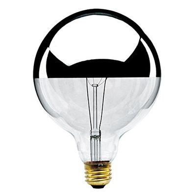Bulbrite 712356 Pack of (4) 60 Watt Half Chrome Dimmable G40 Shaped Medium (E26) Base Incandesce, Half Chrome