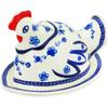 Polmedia Polish Pottery Dish with Hen Cover - Delicate Poppy Pattern Handmade in Boleslawiec Poland + Certificate of Authenticity view 1
