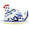 Polmedia Polish Pottery Dish with Hen Cover - Delicate Poppy Pattern Handmade in Boleslawiec Poland + Certificate of Authenticity view 3
