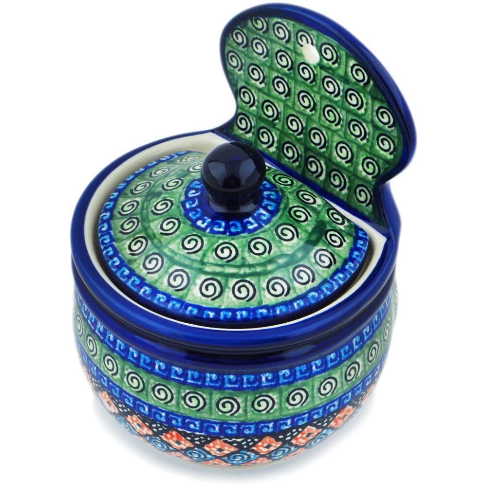 Polmedia Polish Pottery Wall Jar UNIKAT - Harlequin Pattern Handmade in Boleslawiec Poland + Certificate of Authenticity