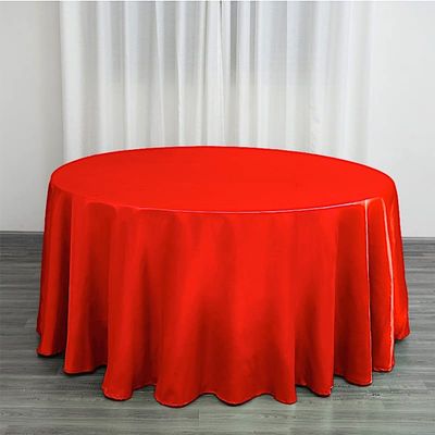 BalsaCircle 120 inch Red Satin Round Tablecloth Table Cover Linens for Wedding Table Cloth Party Reception Events Kitchen Dining