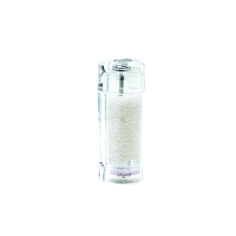 Bisetti Torino 5.9 Inch Acrylic Salt Mill With Adjustable Ceramic Grinder